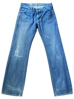 Goldsign Men’s Straight Leg Jeans Made in USA Size 34 Distressed Premium Denim